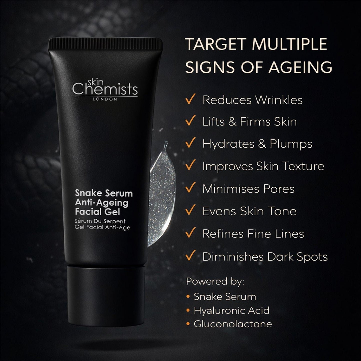 skinChemists Snake Serum Anti-Ageing Facial Gel 30ml