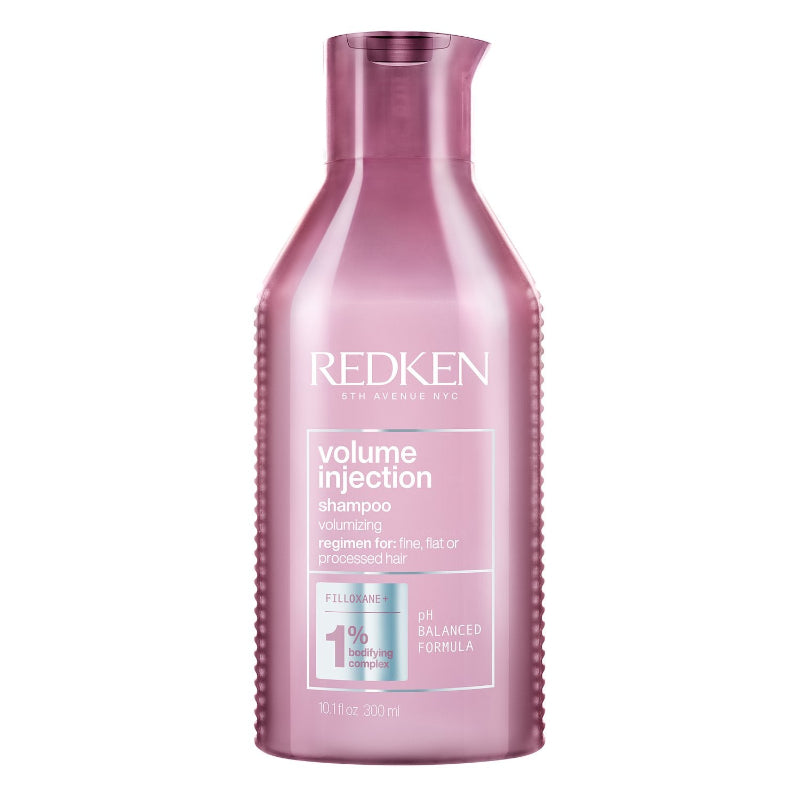 Redken Volume Injection shampoo bottle on a white background