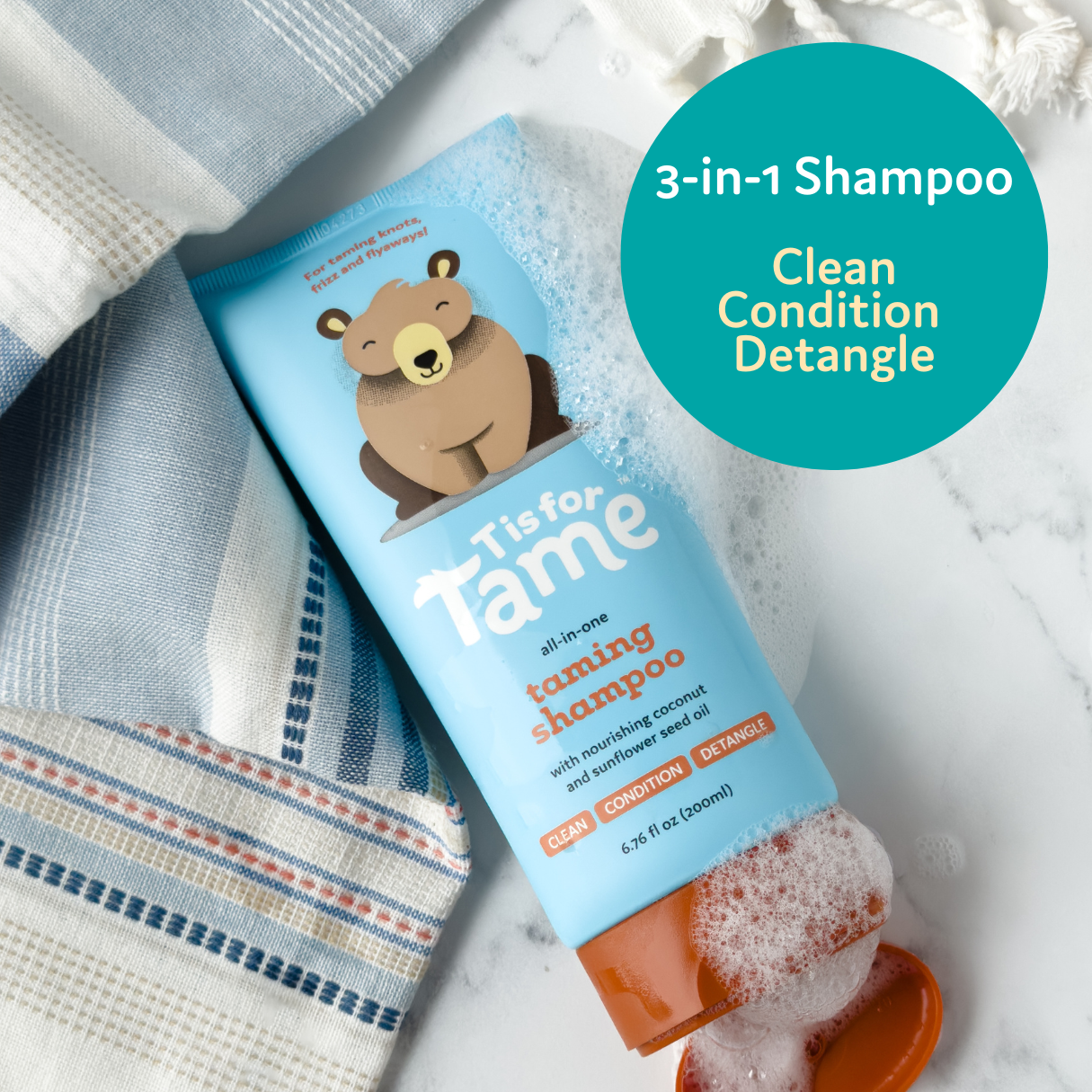 3-in-1 Baby Hair Shampoo, Cleanses, Conditions & Detangles