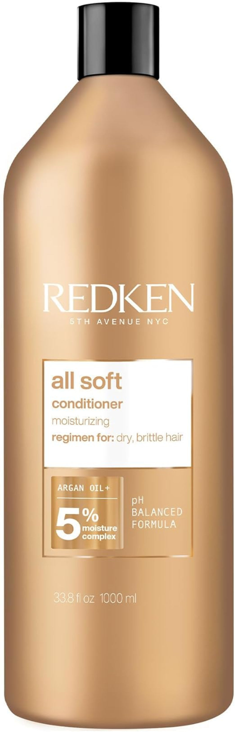Redken all soft conditioner bottle on a white background