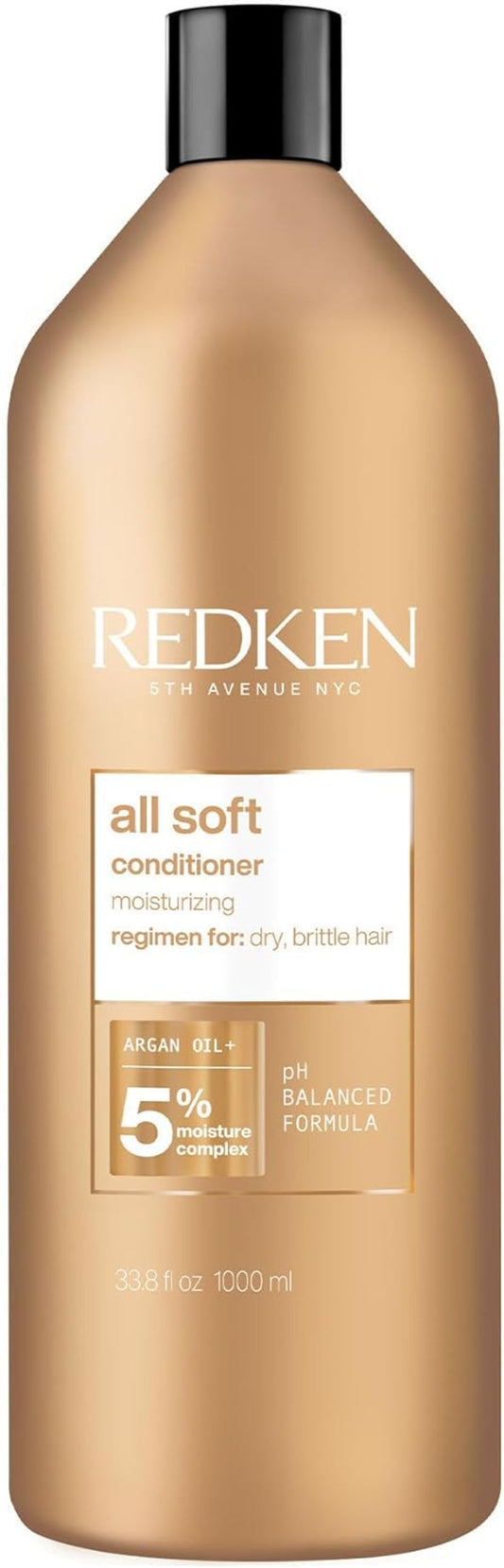 Redken all soft conditioner bottle on a white background