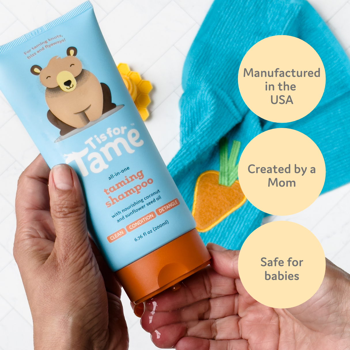3-in-1 Baby Hair Shampoo, Cleanses, Conditions & Detangles