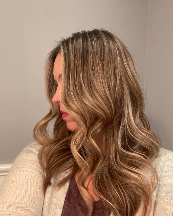 Hair Dynamics salon Fort Lee NJ — caramel brunette waves