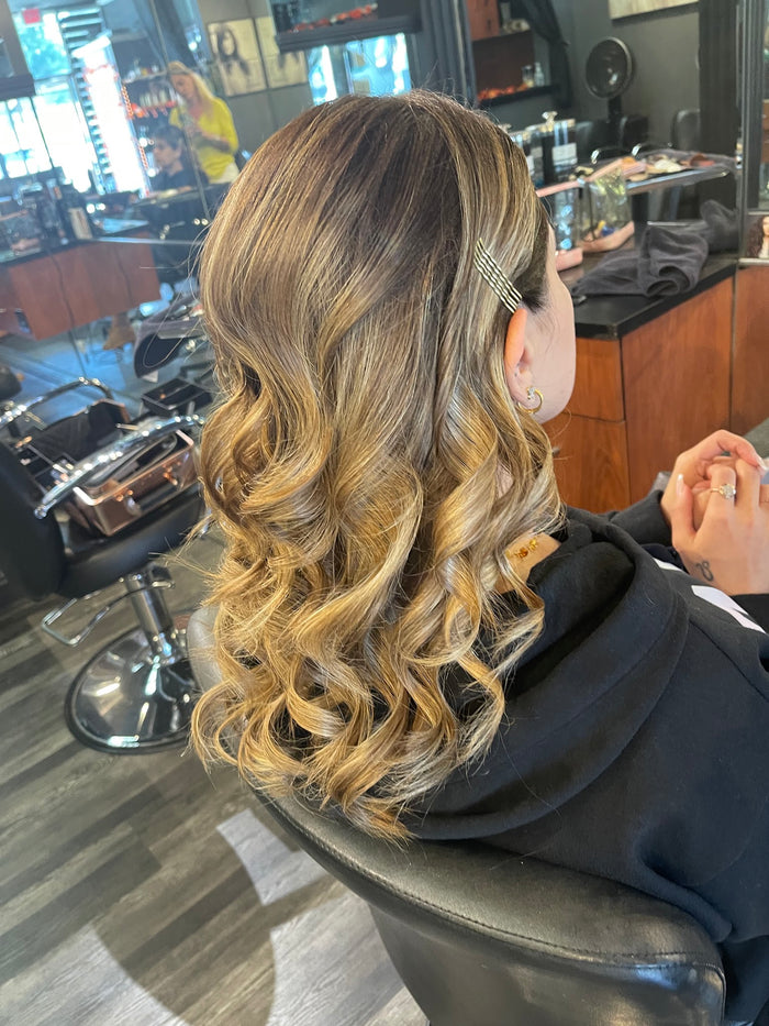 Hair Dynamics salon Fort Lee NJ — golden balayage curls