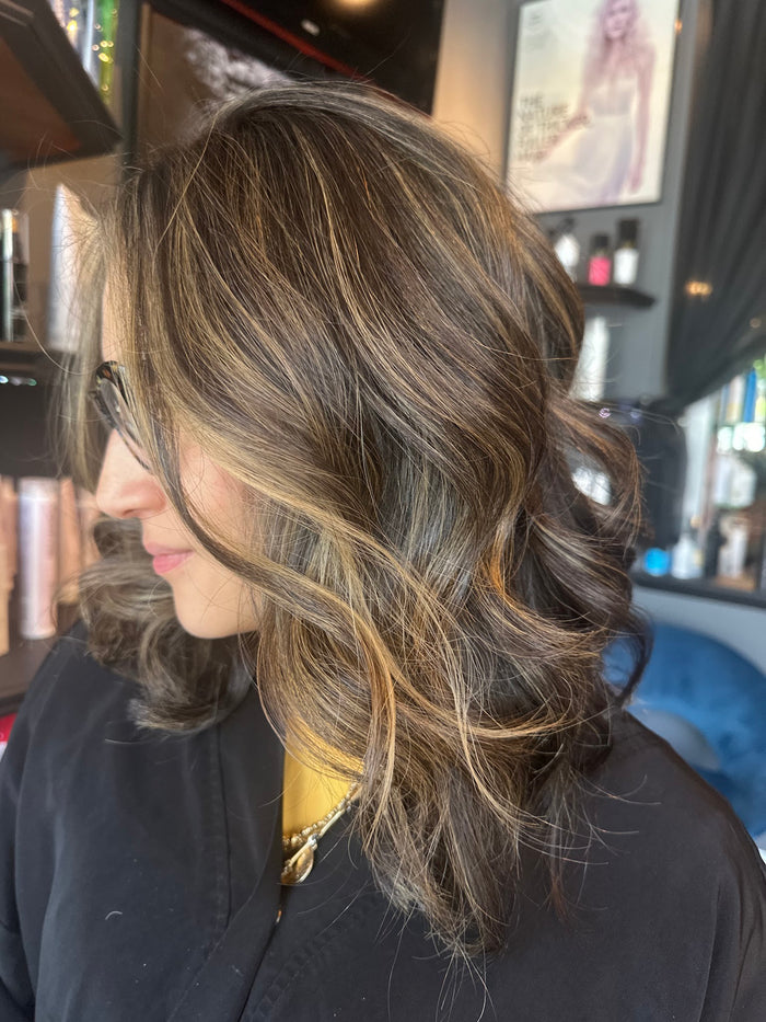 Hair Dynamics salon Fort Lee NJ — dimensional brunette highlights