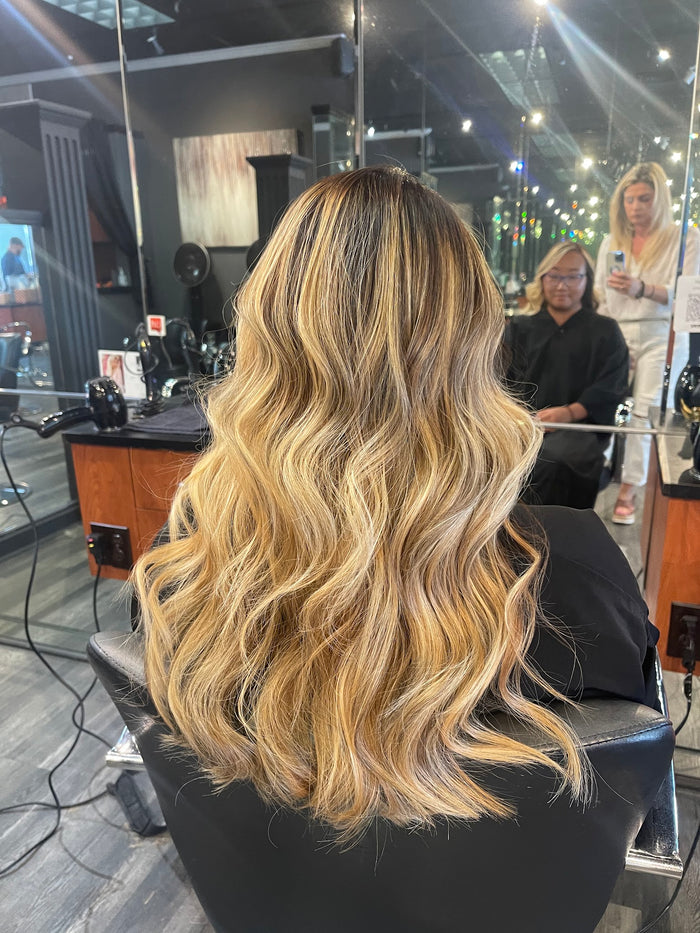 Hair Dynamics salon Fort Lee NJ — golden blonde waves