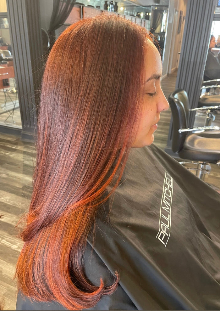 Hair Dynamics salon Fort Lee NJ — bright copper red color