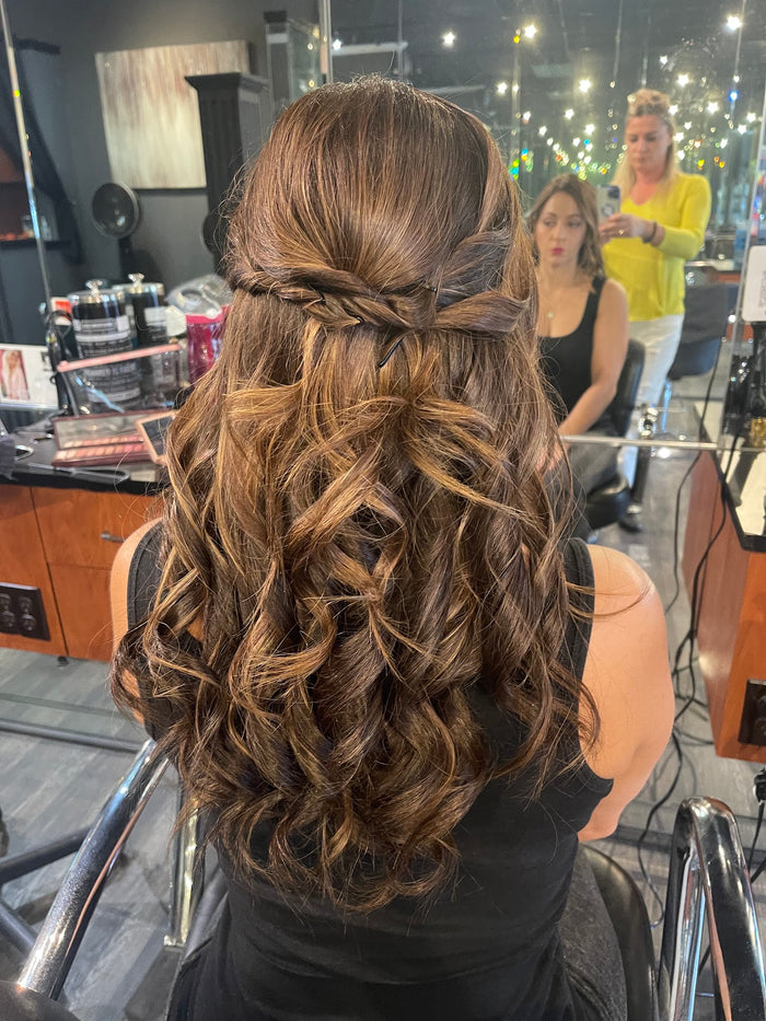 Hair Dynamics salon Fort Lee NJ — half-up curls styling