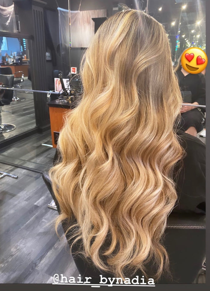 Hair Dynamics salon Fort Lee NJ — honey blonde waves