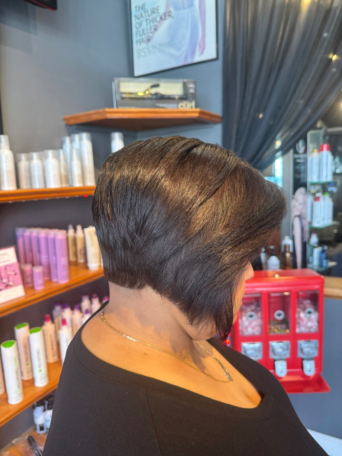 Hair Dynamics salon Fort Lee NJ — precision short bob haircut