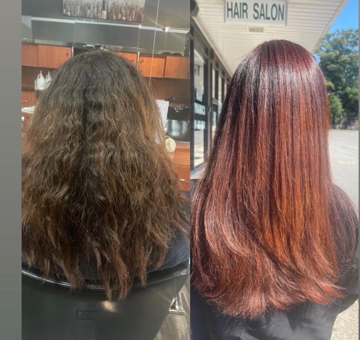 Hair Dynamics salon Fort Lee NJ — before and after red color