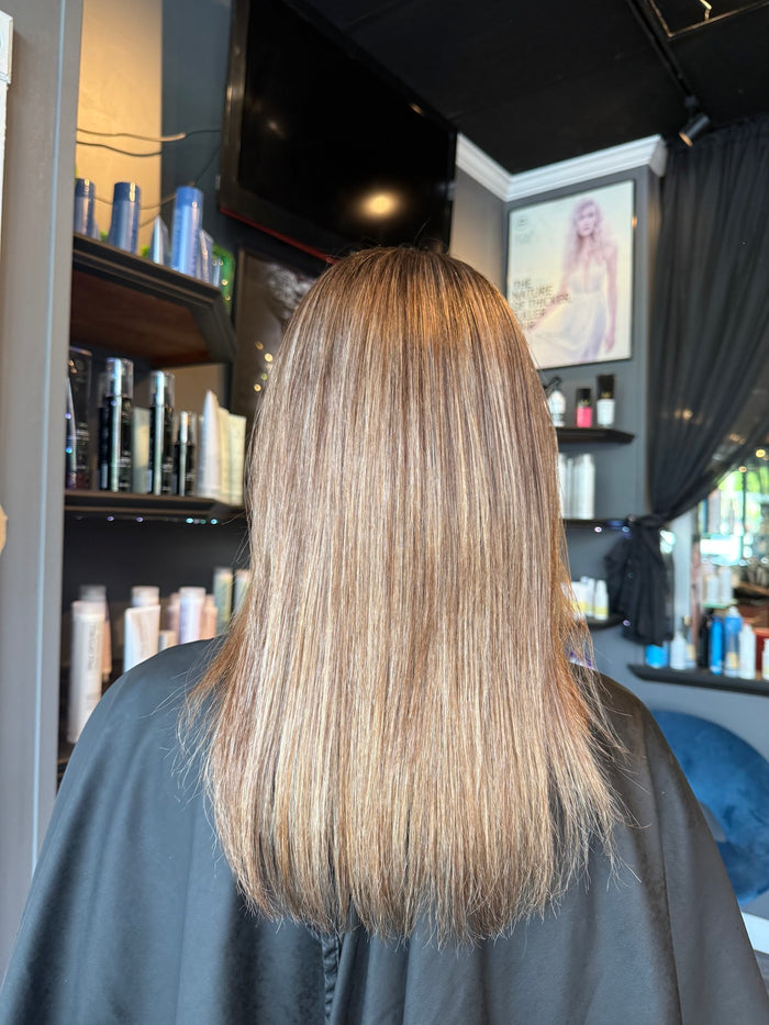 Hair Dynamics salon Fort Lee NJ — sleek bright blonde