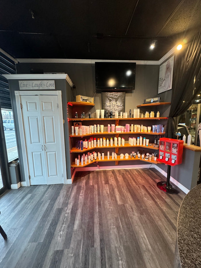Hair Dynamics salon Fort Lee NJ — professional retail product wall