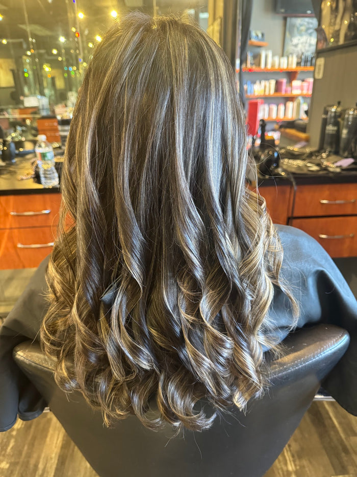 Hair Dynamics salon Fort Lee NJ — brunette highlights waves