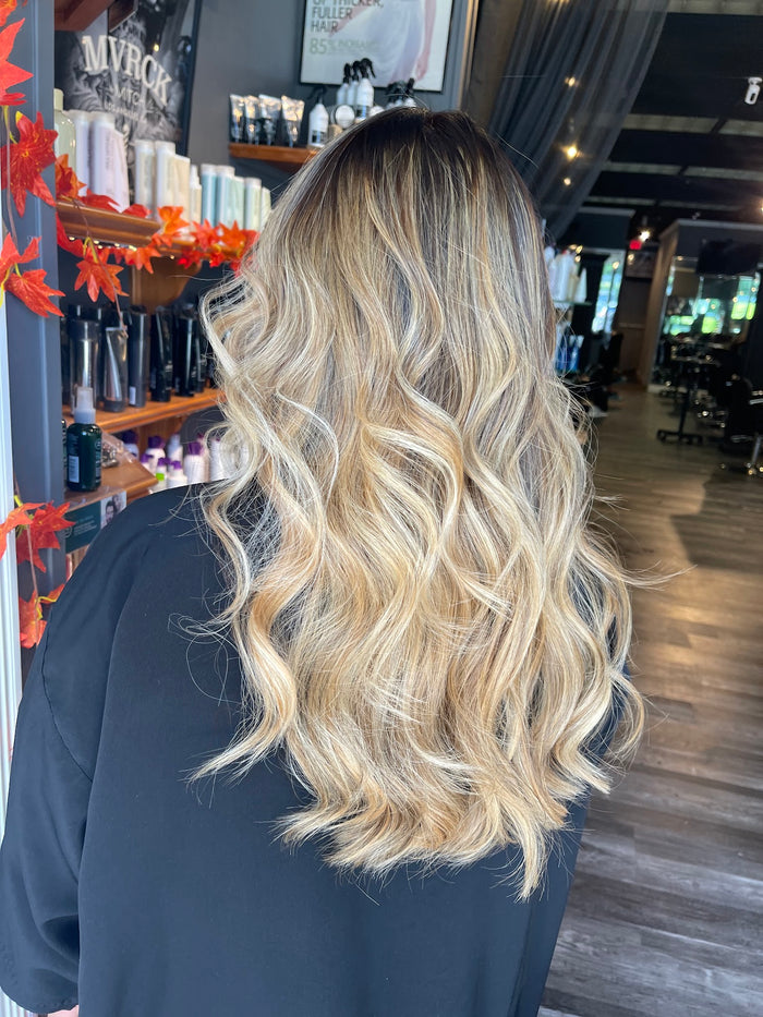Hair Dynamics salon Fort Lee NJ — platinum blonde waves