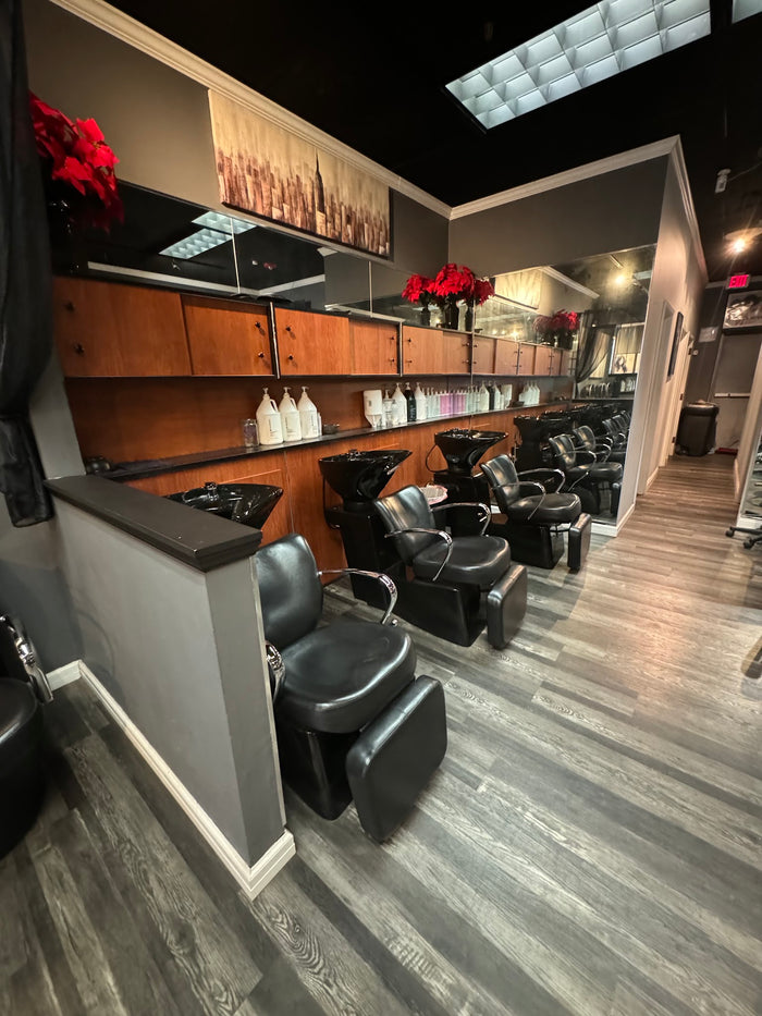Hair Dynamics salon Fort Lee NJ — salon shampoo and styling area