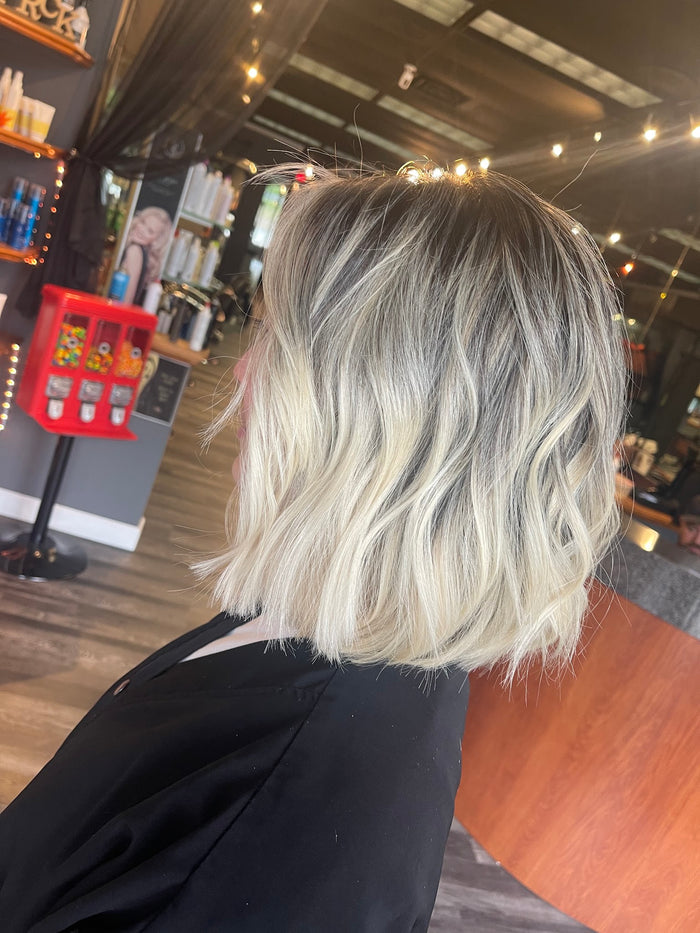 Hair Dynamics salon Fort Lee NJ — platinum blonde bob