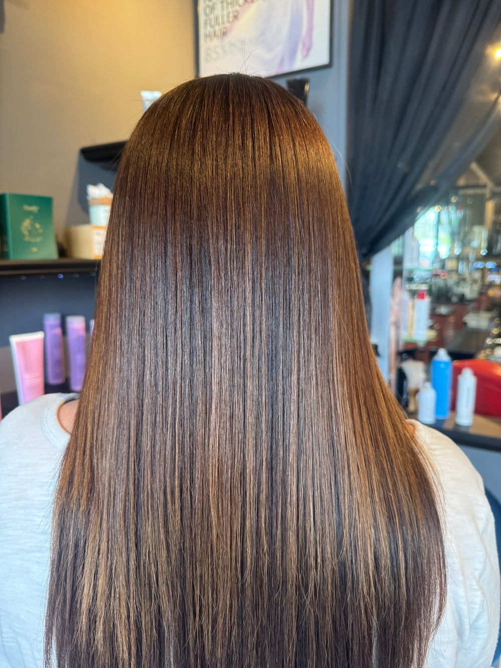 Glass-smooth, frizz-free hair after keratin smoothing at Hair Dynamics