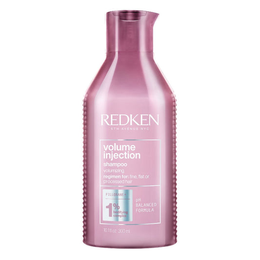 Redken Volume Injection shampoo bottle on a white background